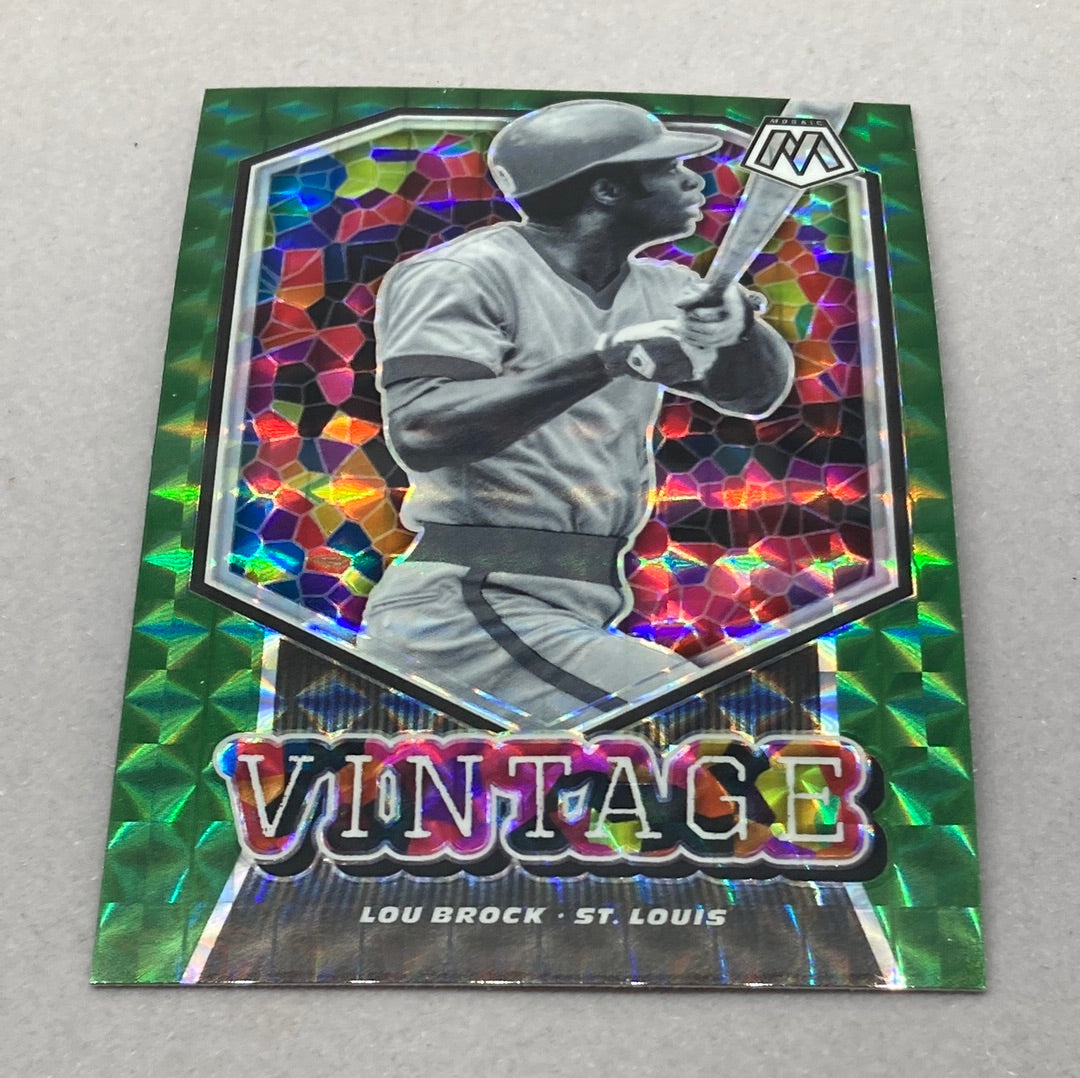 2021 Panini Mosaic Lou Brock Vintage Green Mosaic Baseball Card Panini