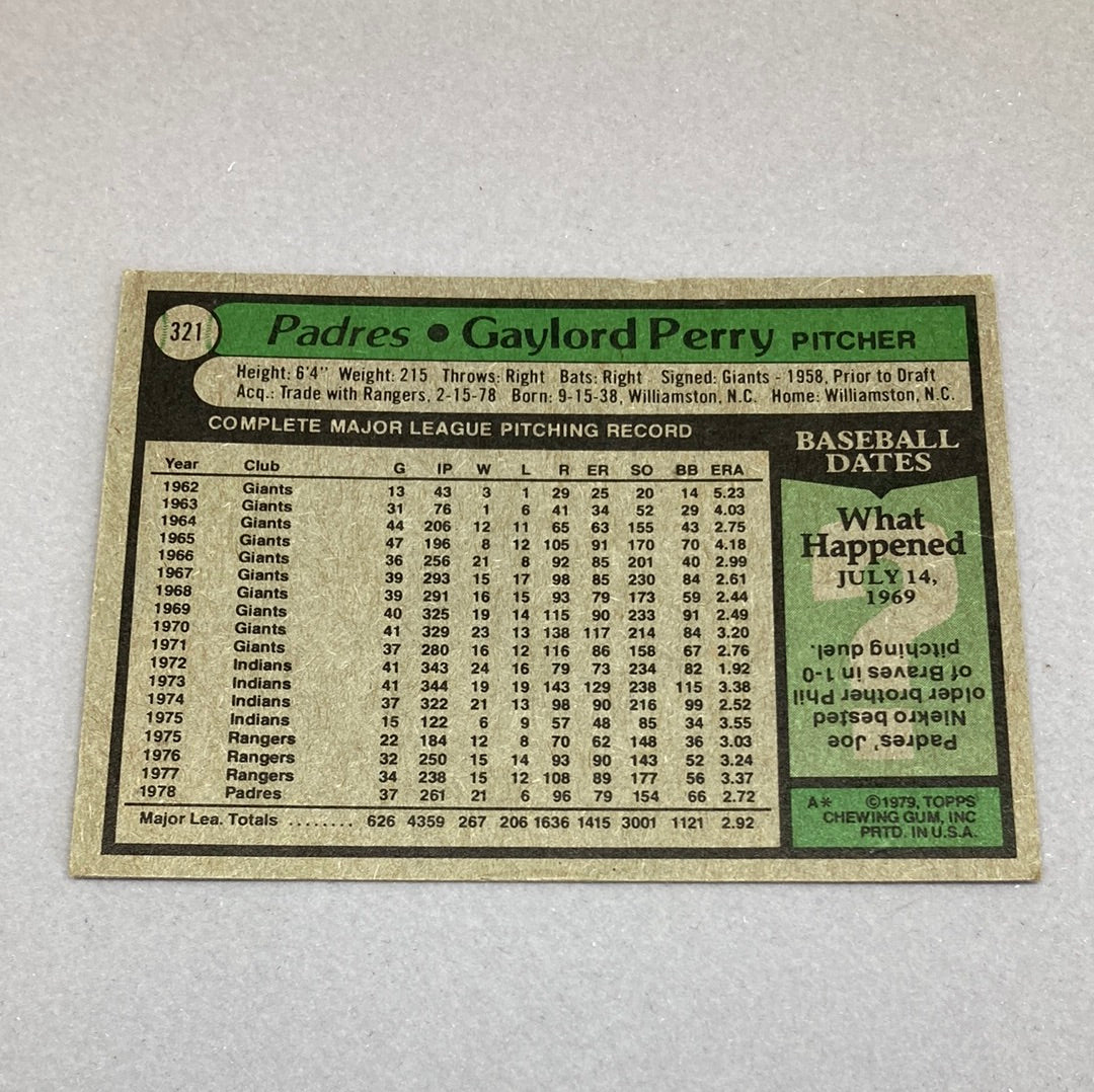 1979 Topps Gaylord Perry Baseball Card Topps