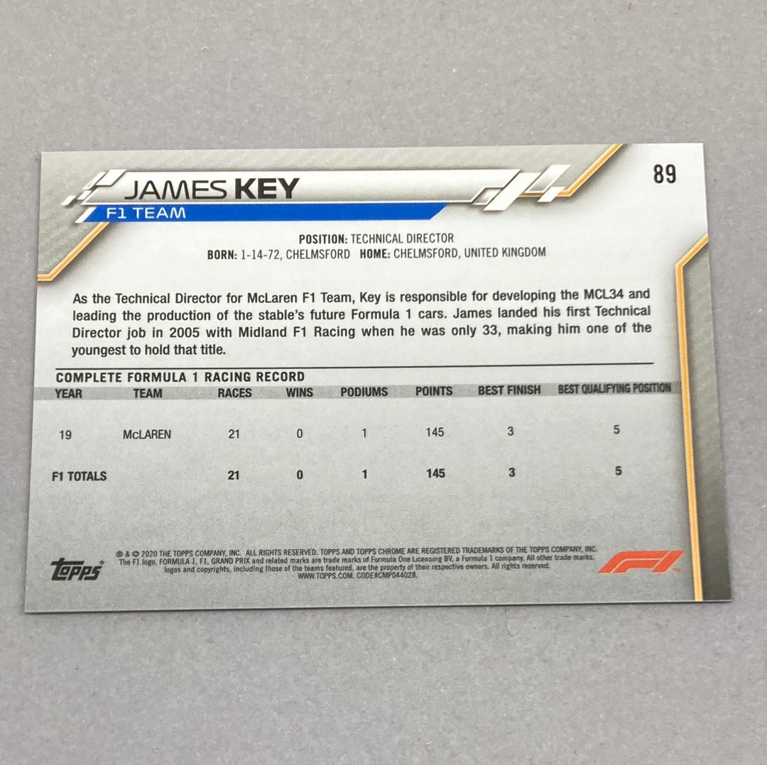 2020 Topps Chrome James Key Base #89 F1 Card Topps