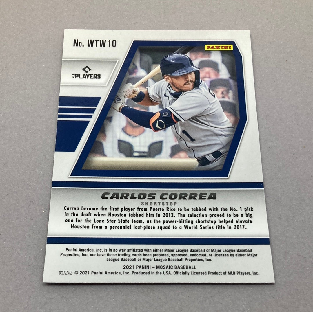 2021 Panini Mosaic Carlos Correa Will to Win Baseball Card Panini