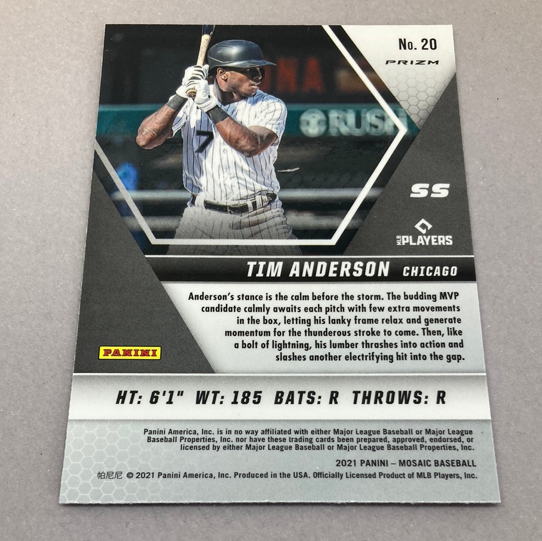 2021 Panini Mosaic Tim Anderson Green Mosaic Baseball Card Panini