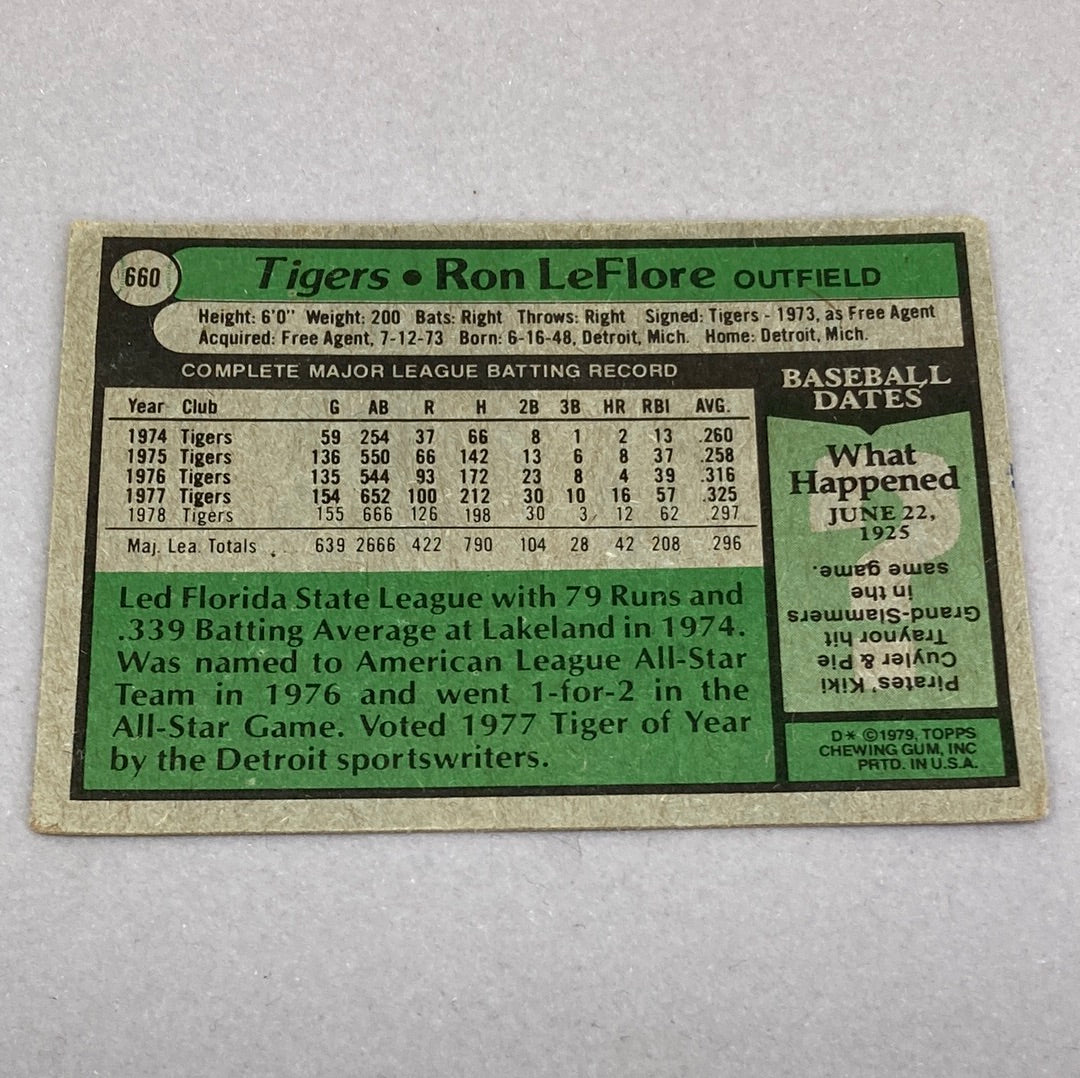 1979 Topps Ron Leflore #660 Baseball Card Topps