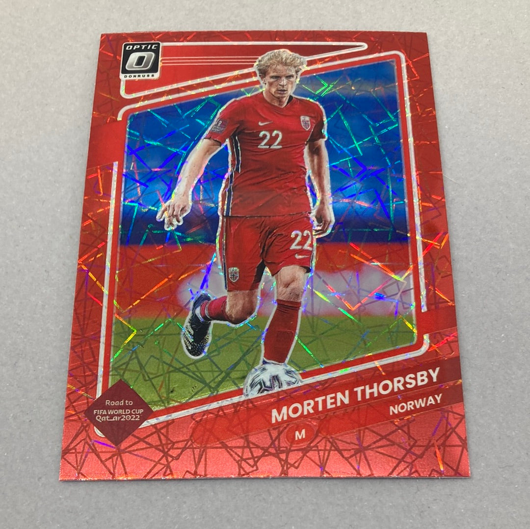 2021 Panini Donruss Morten Thorsby Red Velocity Soccer Card Panini