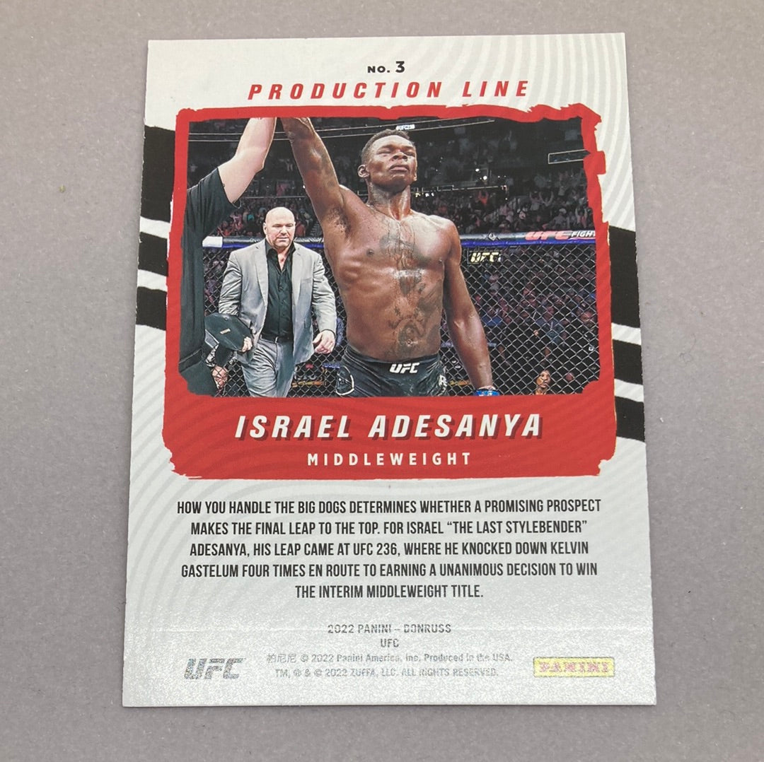 2022 Panini Donruss Israel Adesanya Production Line UFC Card Panini