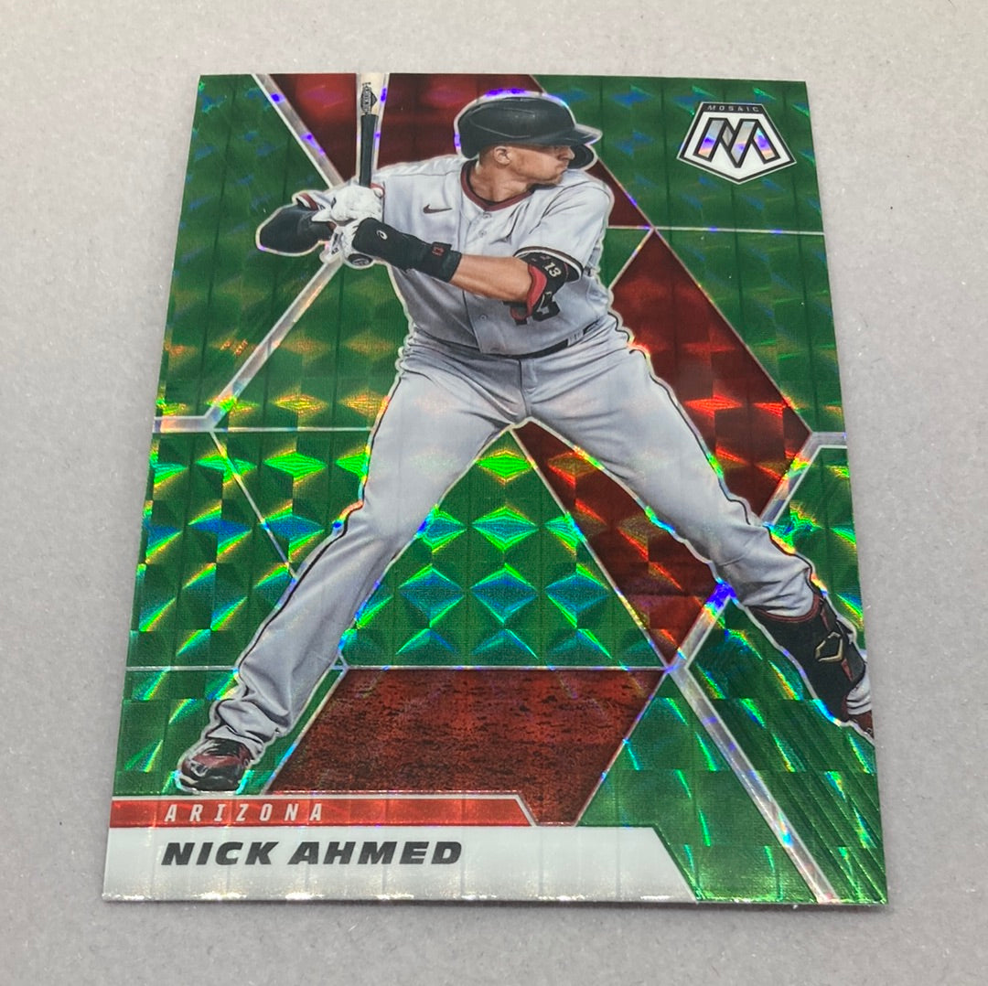 2021 Panini Mosaic Nick Ahmed Green Mosaic Baseball Card Panini