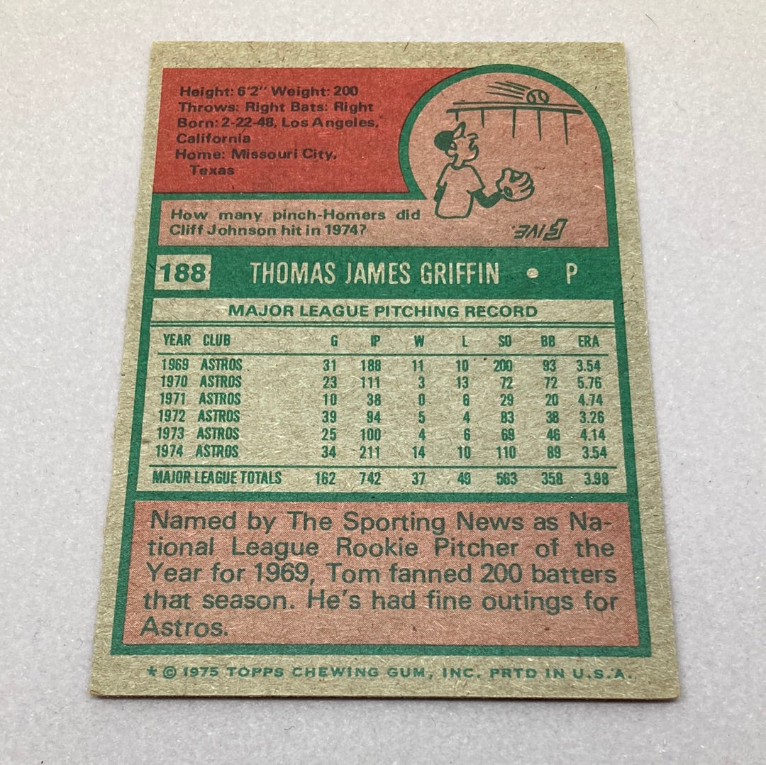 1975 Topps Tom Griffin #188 Baseball Card Topps