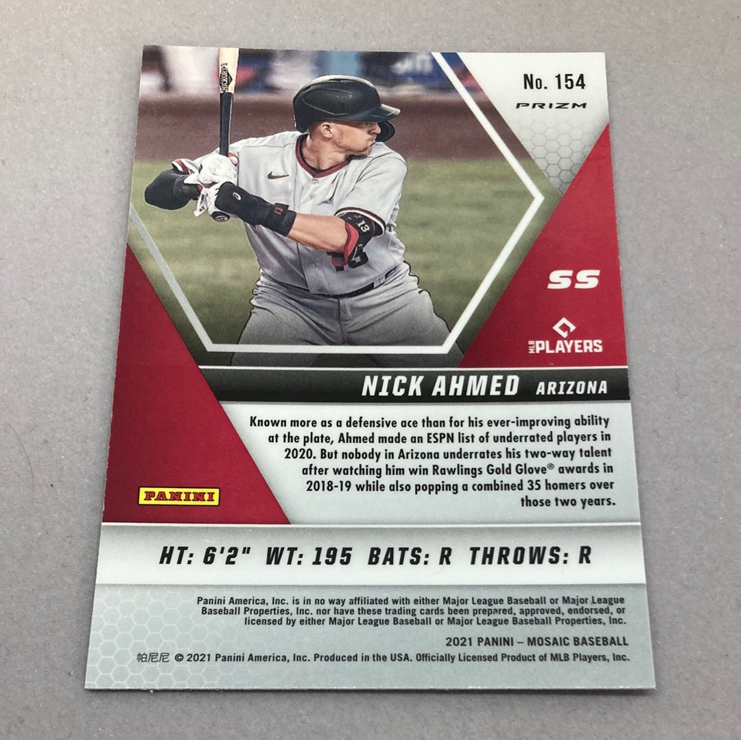 2021 Panini Mosaic Nick Ahmed Green Mosaic Baseball Card Panini