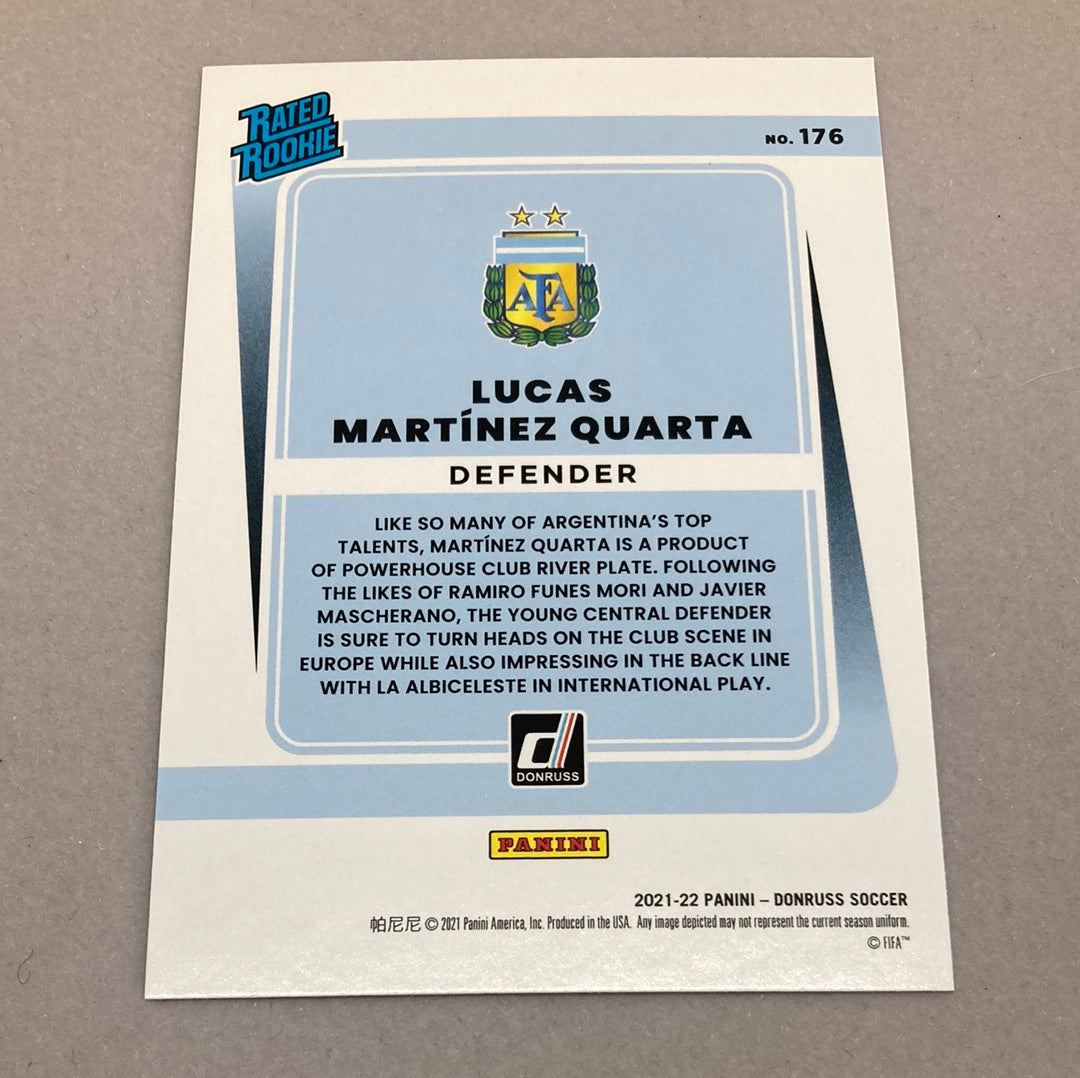 2021-22 Panini Donruss Lucas Martinez Quarta Rated Rookie Soccer Card Panini