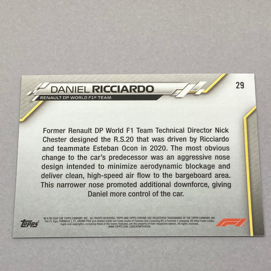 2020 Topps Chrome Daniel Ricciardo Base #29 F1 Card - ChronicCards