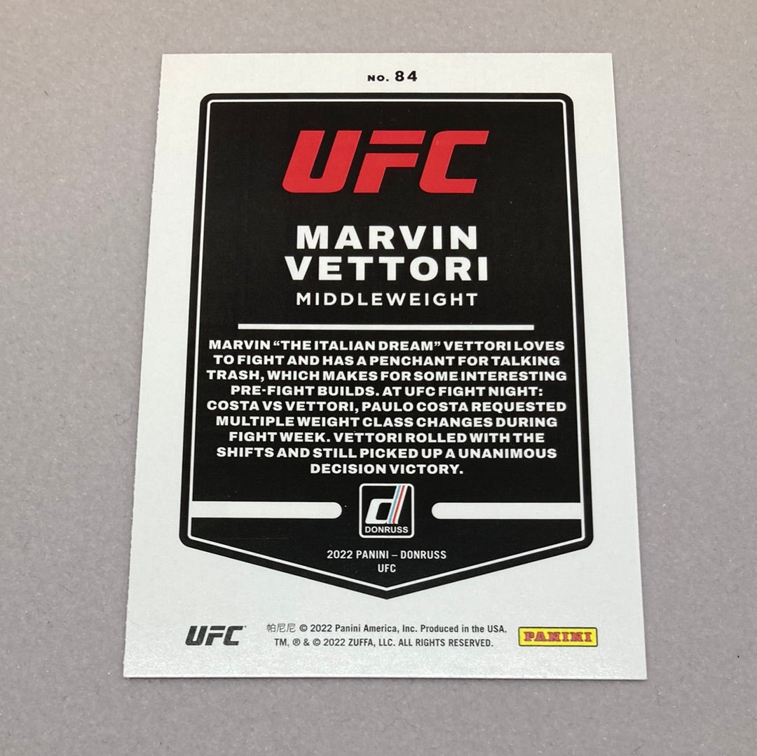 2022 Panini Donruss Marvin Vettori Orange Prizm UFC Card Panini