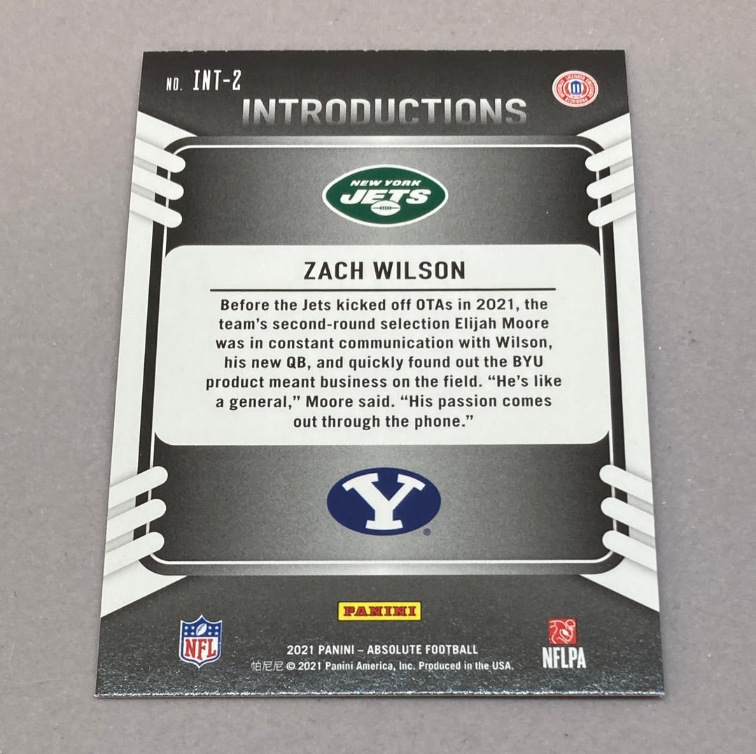 2021 Panini Absolute Zach Wilson Introductions Rookie Card Panini