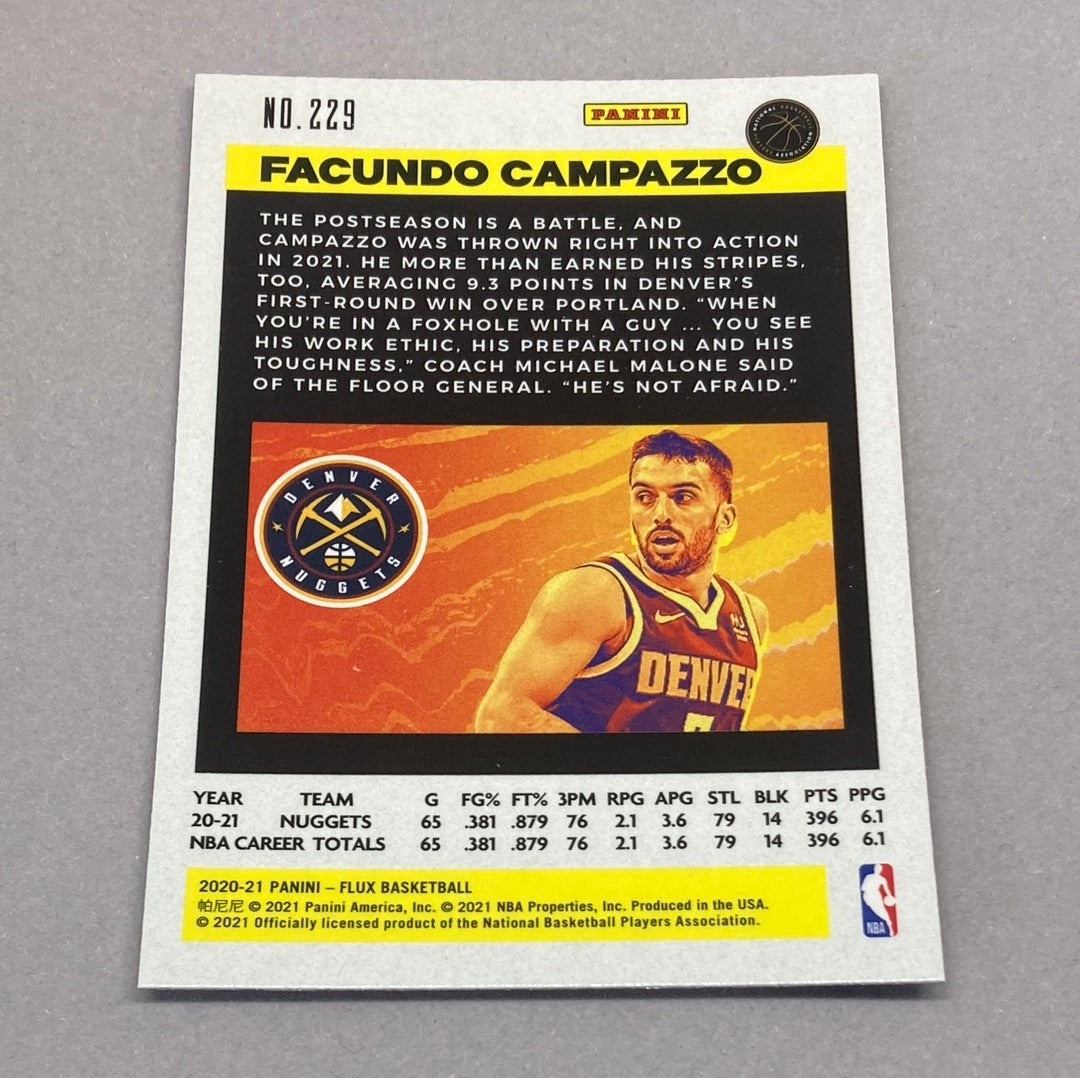 2020-21 Panini Flux Facundo Campazzo Rookie Card Panini