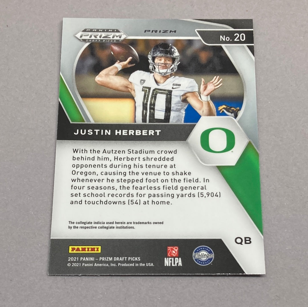 2021 Panini Prizm Draft Picks Justin Herbert Green Prizm Panini